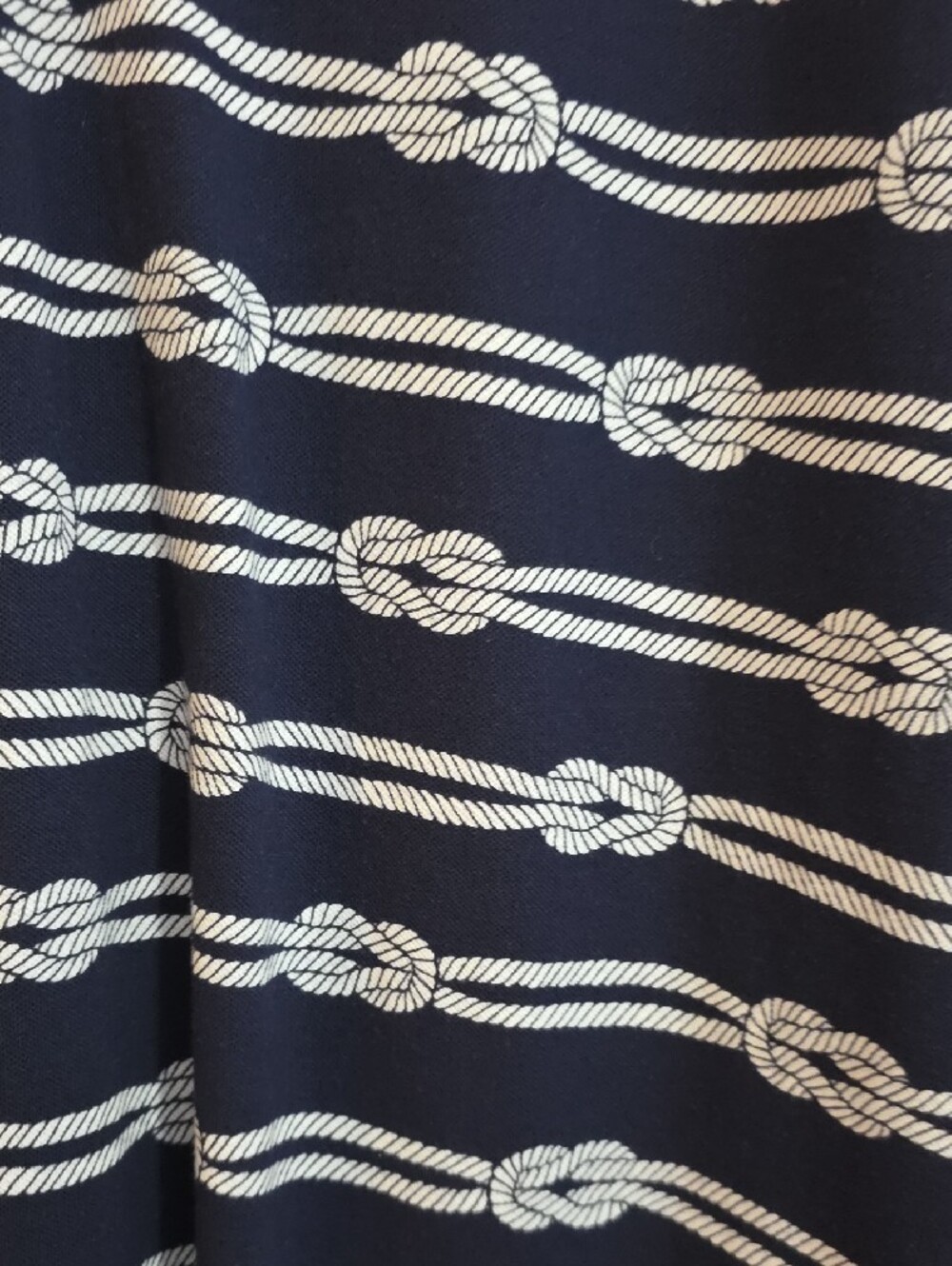 Talbots Navy and White Sleeveless Rope-Print Shift Dress - Picture 4 of 5